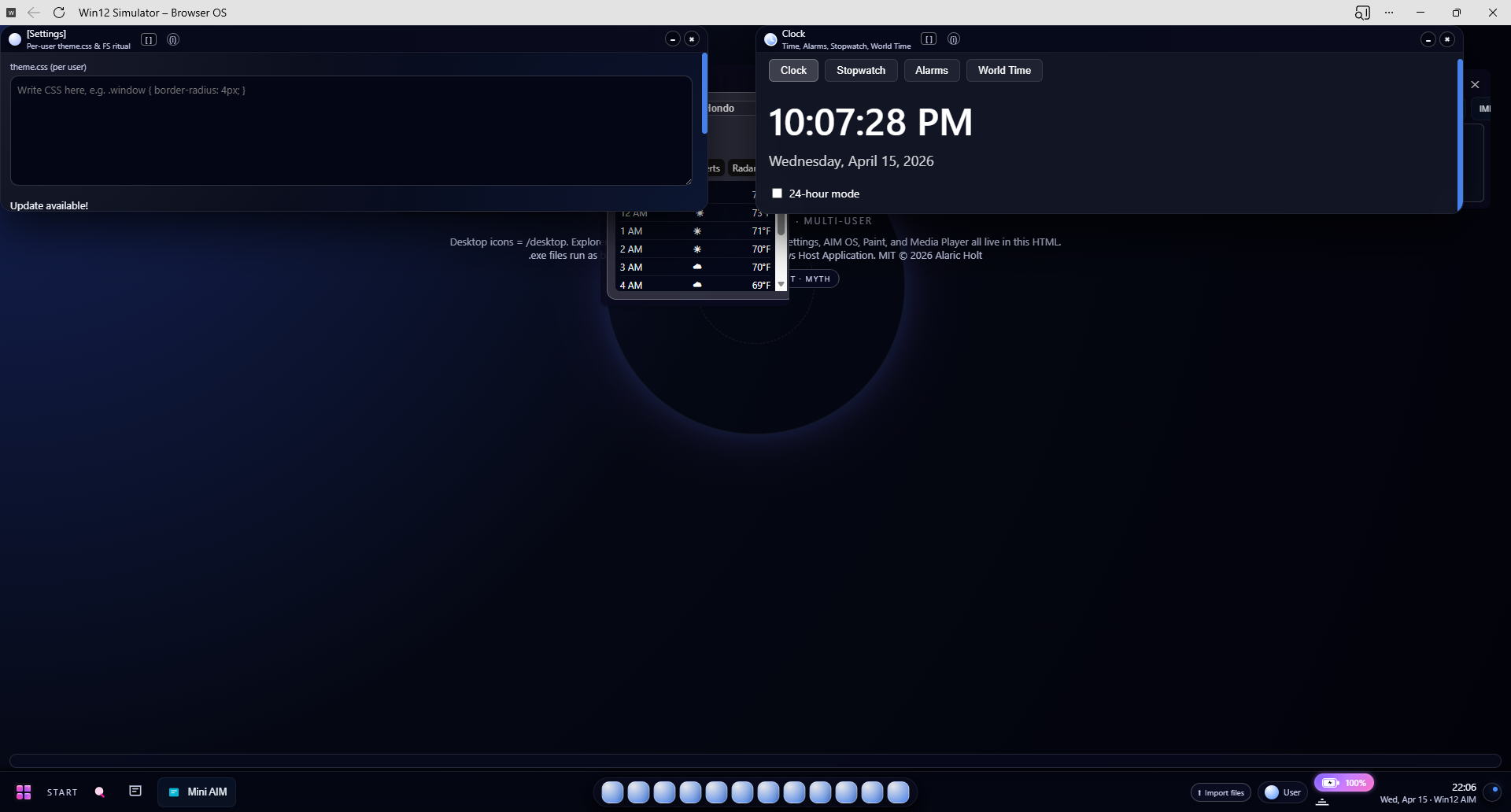 Sean's Windows 12 custom theme screenshot