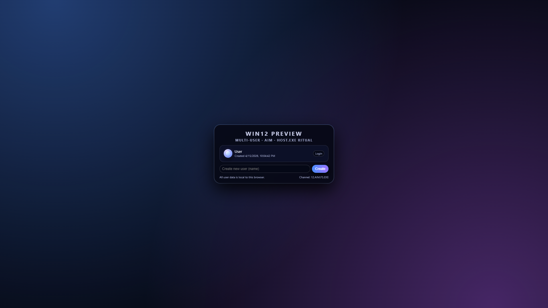 Sean's Windows 12 login screen concept